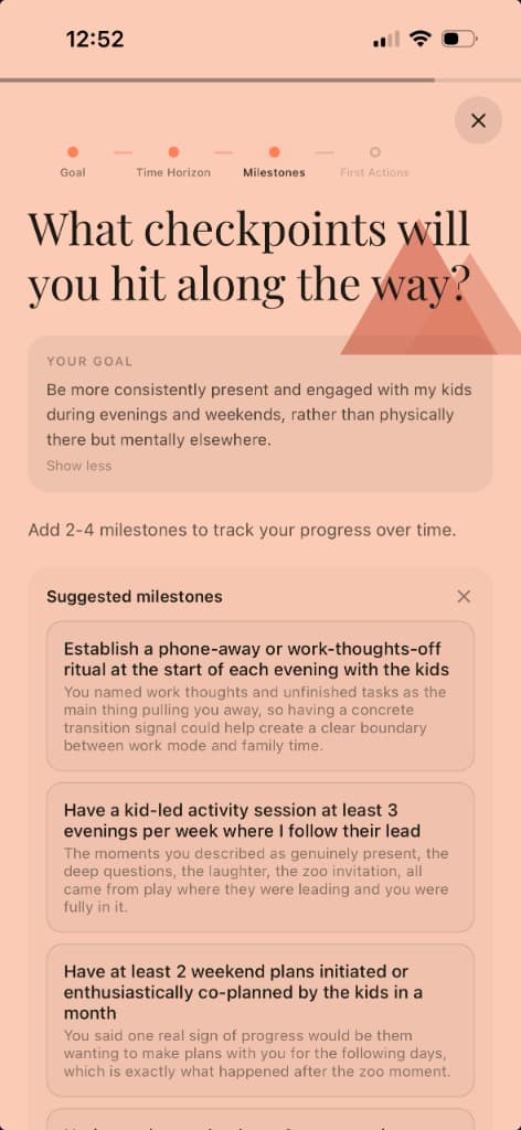 Vela app: Break it into milestones.